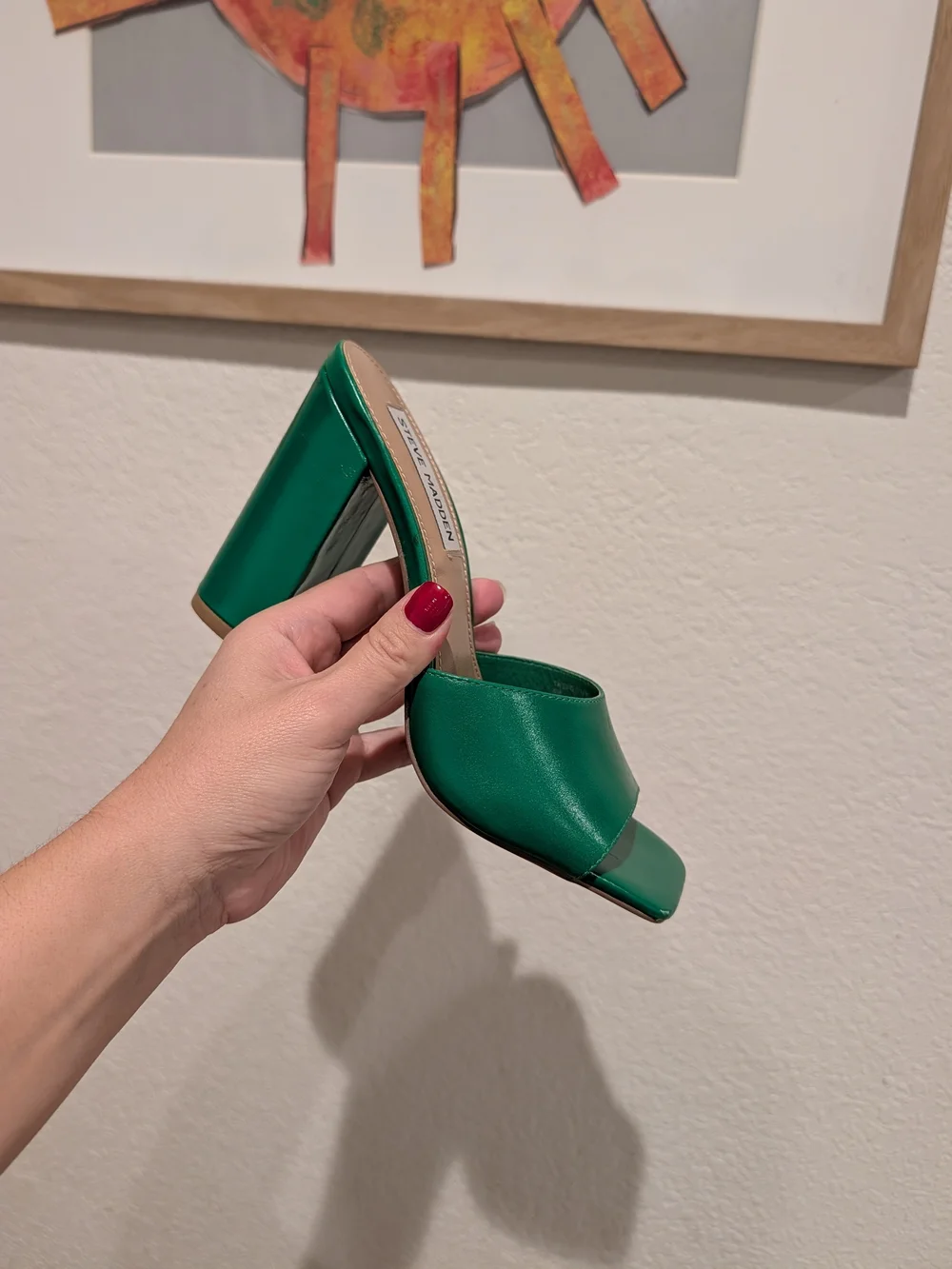 Steve Madden Green Block Heel Slide Sandals
